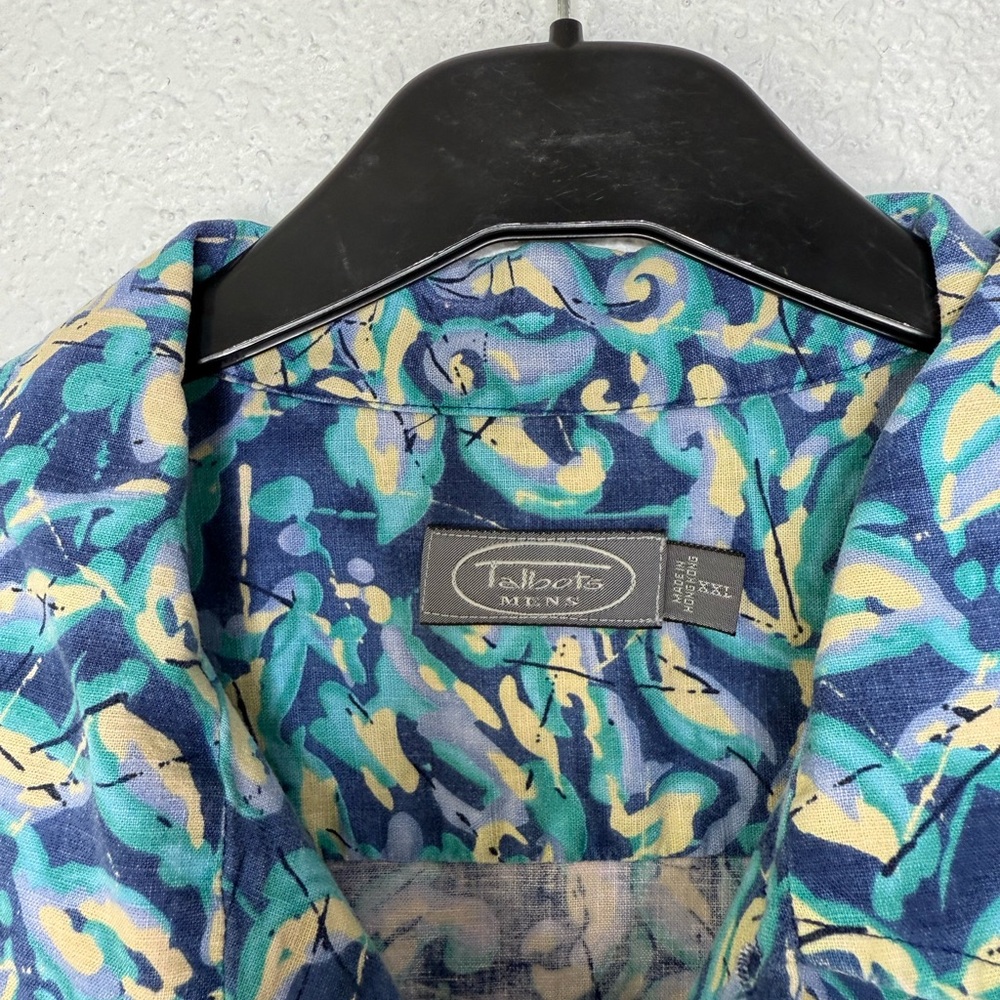Talbots Vintage Mens Button Down Pattern Short Sl… - image 3